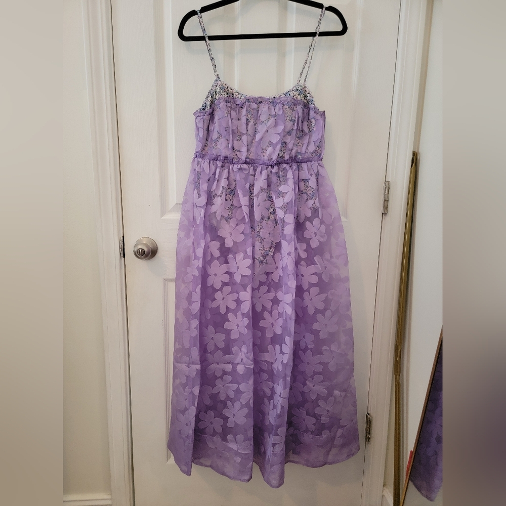 NWT For Love & Lemons Purple Villegas Mesh Dress Size S - Picture 6 of 9